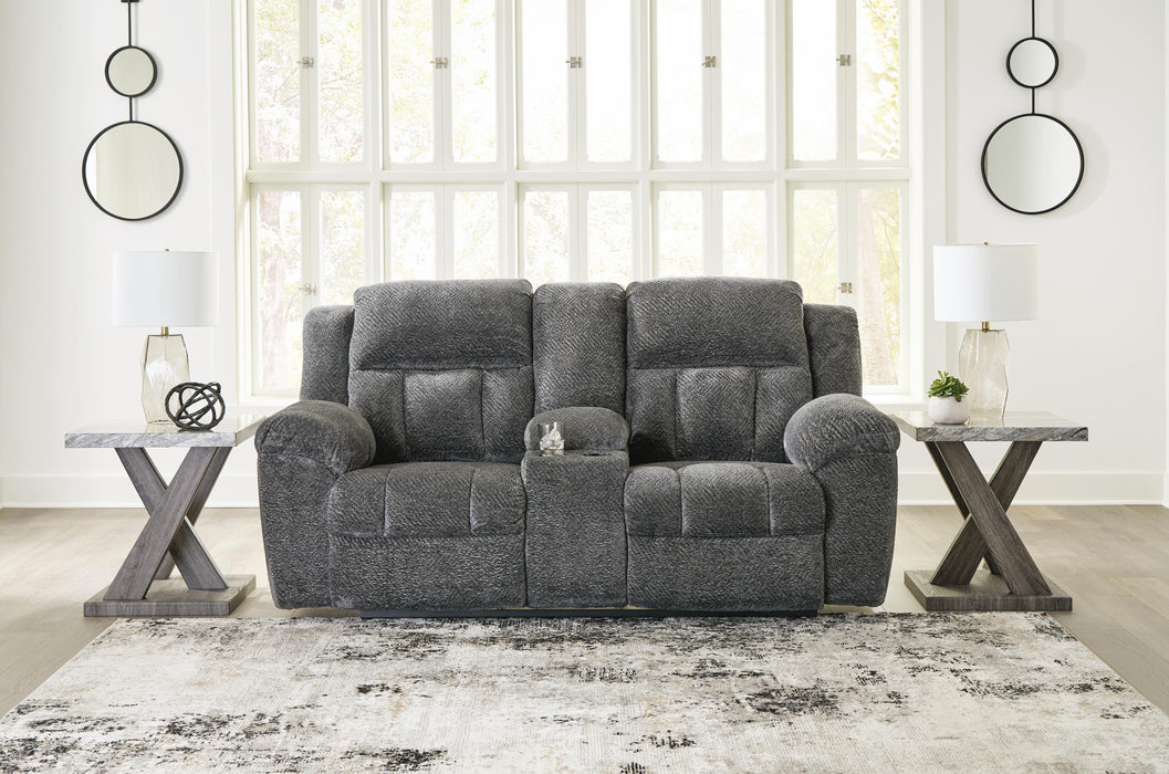 Frohn Reclining Loveseat with Console - Furniture Gallery
