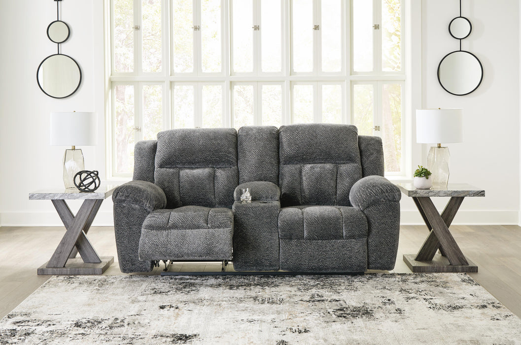 Frohn Reclining Loveseat with Console - Furniture Gallery