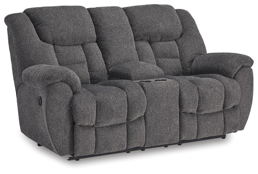 Foreside Reclining Loveseat with Console - Furniture Gallery