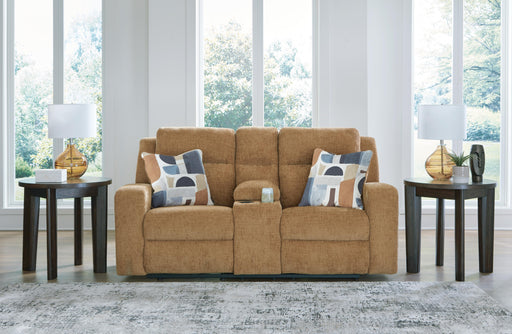 Kanlow Reclining Loveseat with Console - Furniture Gallery