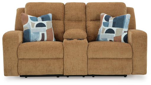 Kanlow Reclining Loveseat with Console - Furniture Gallery