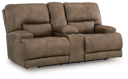 Beckley Place Power Reclining Loveseat with Console - Furniture Gallery