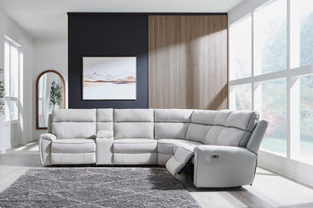 Social Pointe Reclining Sectional with Storage Consoles - Furniture Gallery