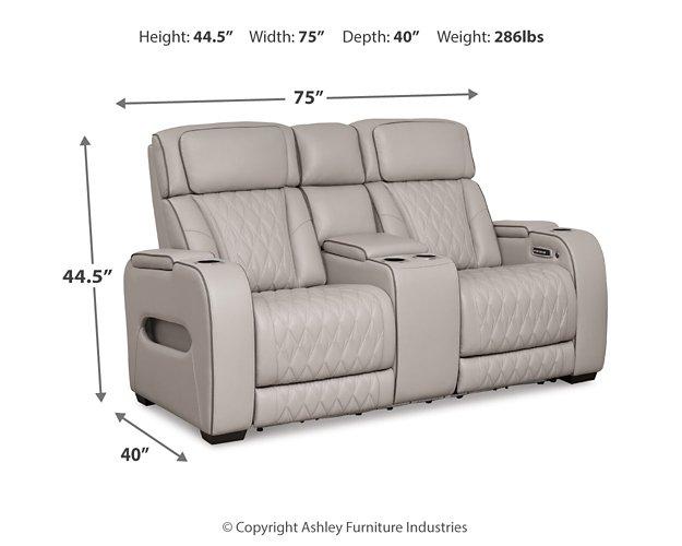 Boyington Power Reclining Loveseat with Console - Furniture Gallery