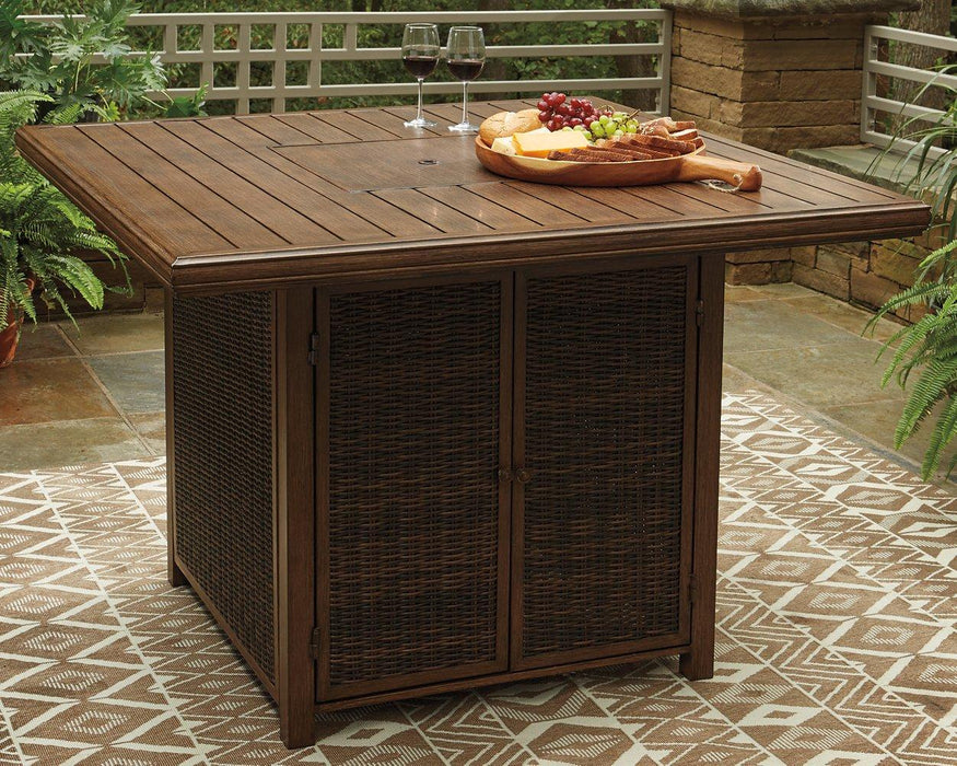 Paradise Trail Outdoor Counter Height Dining Table with 4 Barstools