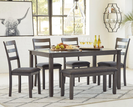 Bridson Dining Table and Chairs with Bench (Set of 6) - Furniture Gallery