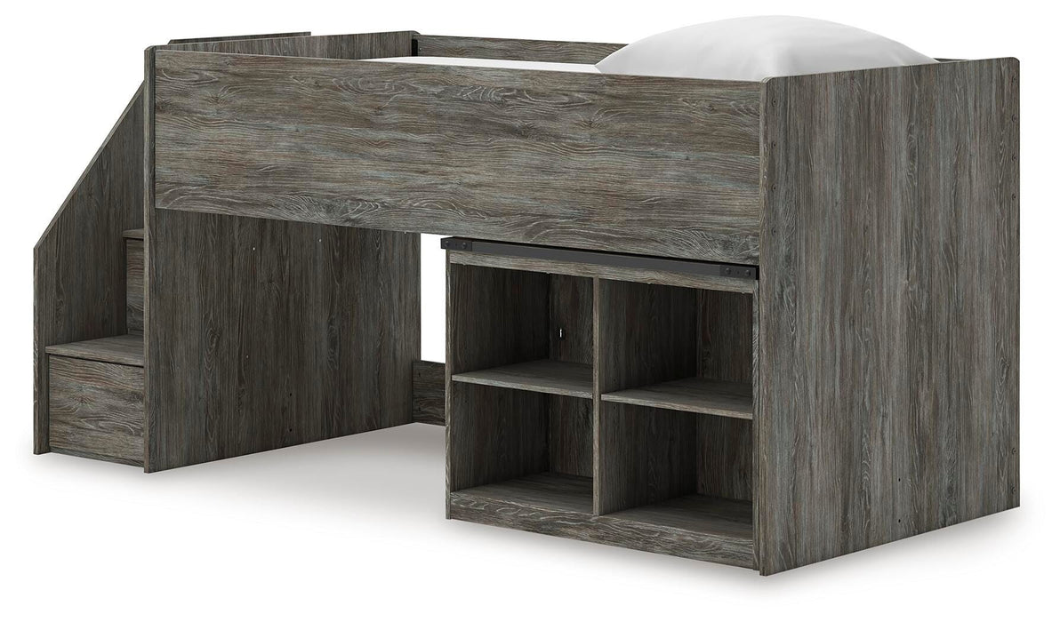 Frandern Loft Bed with Bookcase Storage - Furniture Gallery