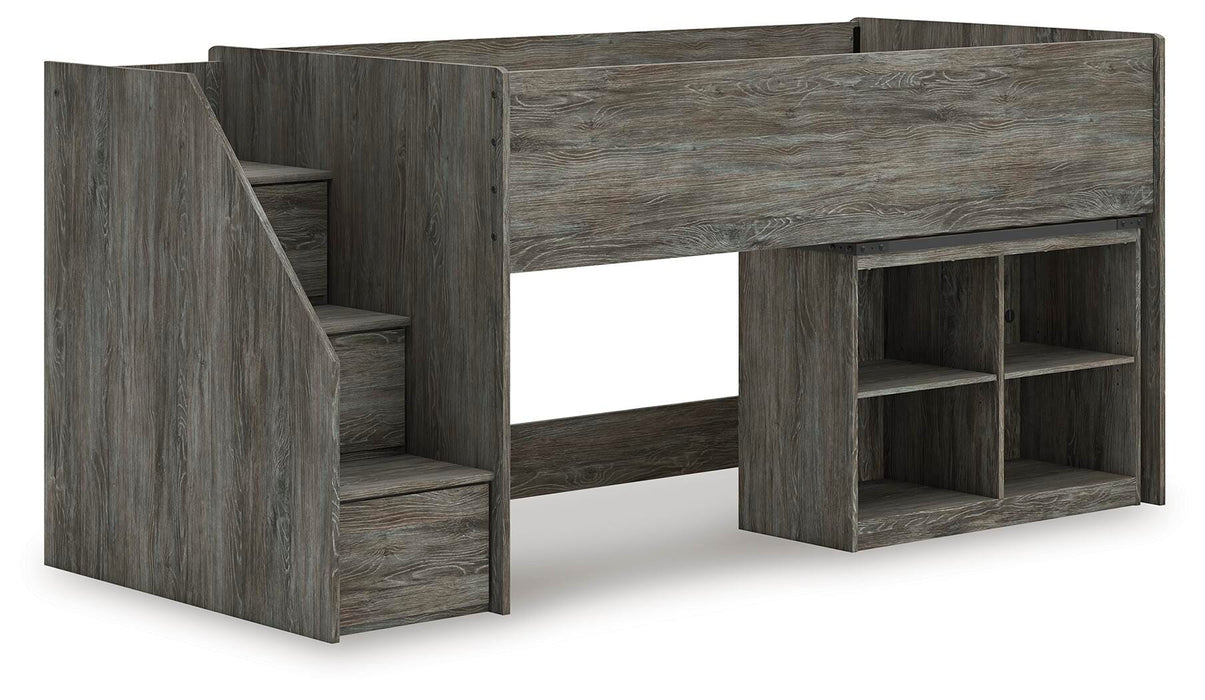 Frandern Loft Bed with Bookcase Storage - Furniture Gallery
