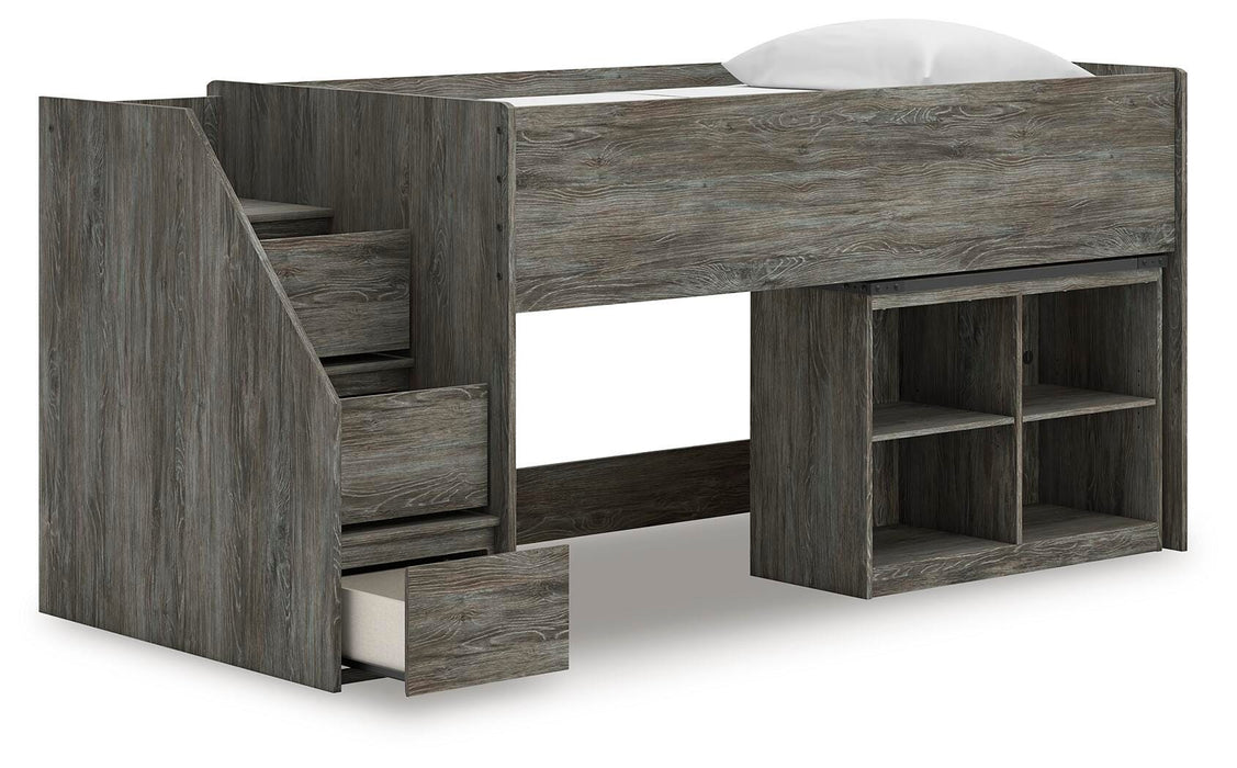 Frandern Loft Bed with Bookcase Storage - Furniture Gallery