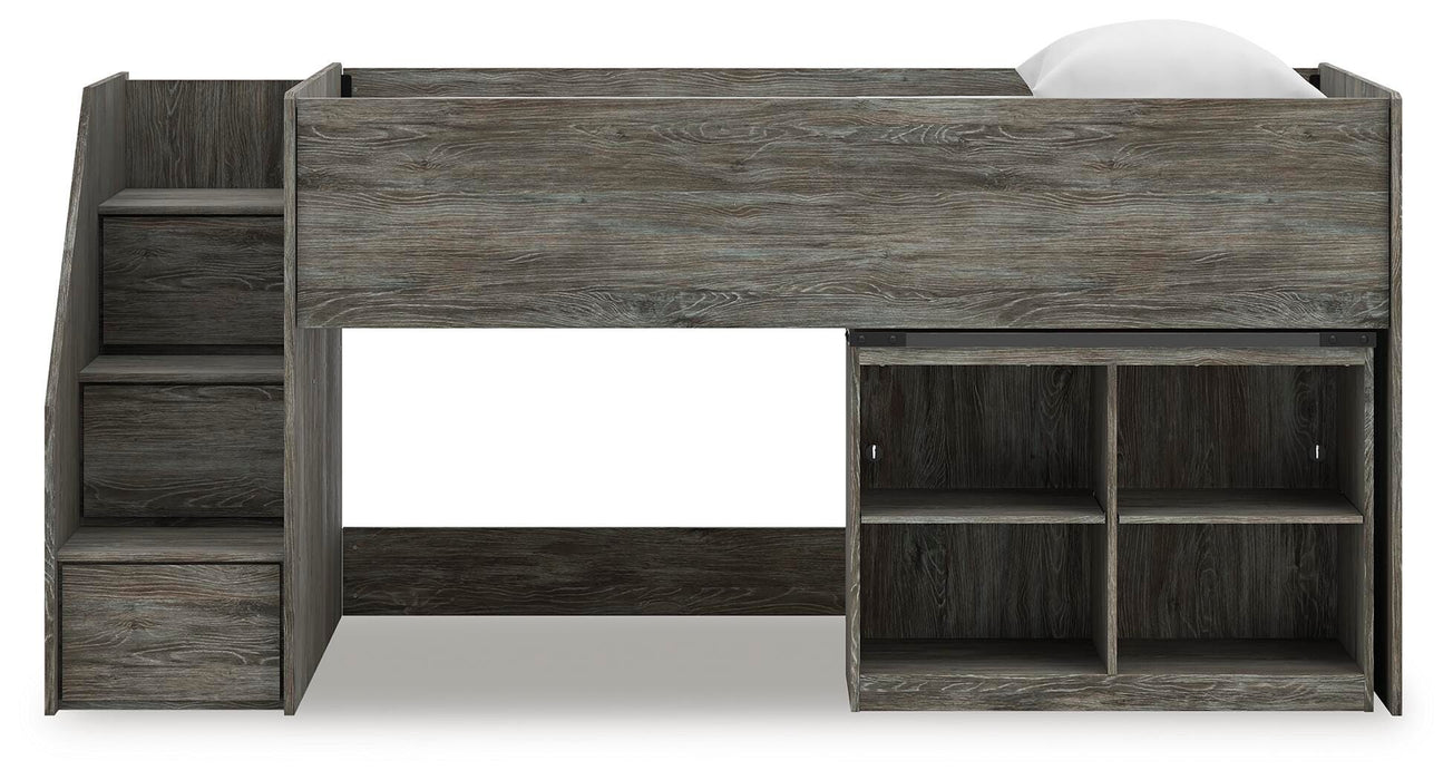 Frandern Loft Bed with Bookcase Storage - Furniture Gallery