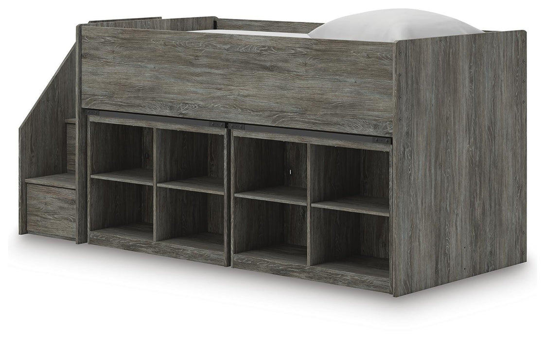 Frandern Loft Bed with Bookcase Storage - Furniture Gallery