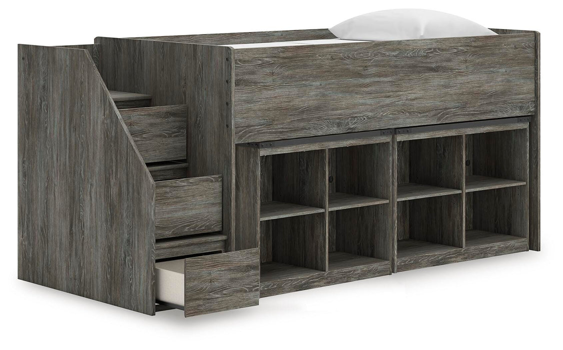 Frandern Loft Bed with Bookcase Storage - Furniture Gallery