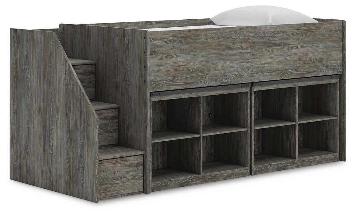 Frandern Loft Bed with Bookcase Storage - Furniture Gallery