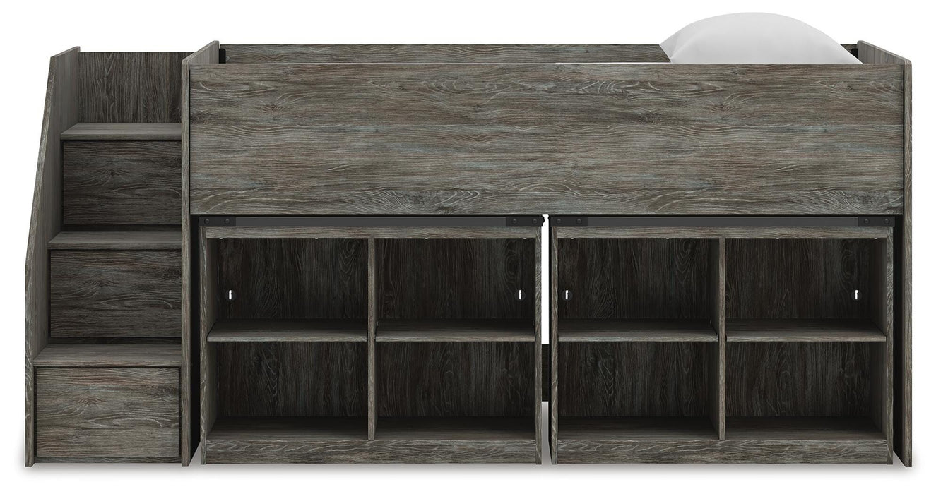 Frandern Loft Bed with Bookcase Storage - Furniture Gallery