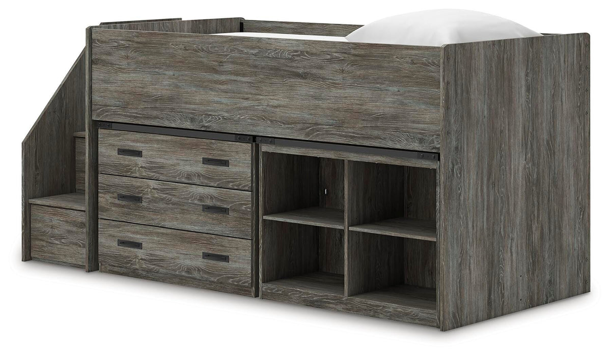 Frandern Loft Bed with Bookcase and Drawer Storage - Furniture Gallery
