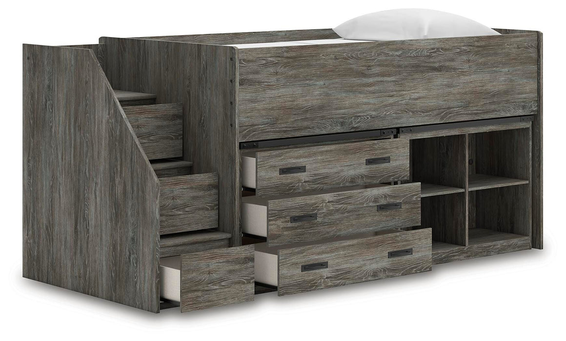 Frandern Loft Bed with Bookcase and Drawer Storage - Furniture Gallery