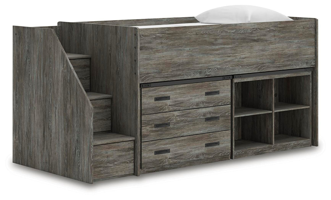 Frandern Loft Bed with Bookcase and Drawer Storage - Furniture Gallery