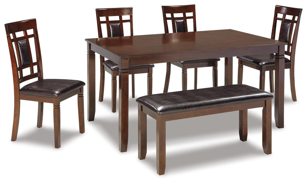 Bennox Dining Table and Chairs with Bench (Set of 6) - Furniture Gallery