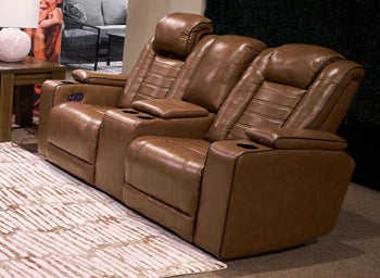 Gruaro Power Reclining Loveseat with Console - Furniture Gallery