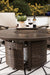 Paradise Trail Paradise Trail Fire Pit Table with 4 Nuvella Swivel Lounge Chairs - Furniture Gallery