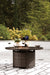Paradise Trail Paradise Trail Fire Pit Table with 4 Nuvella Swivel Lounge Chairs - Furniture Gallery