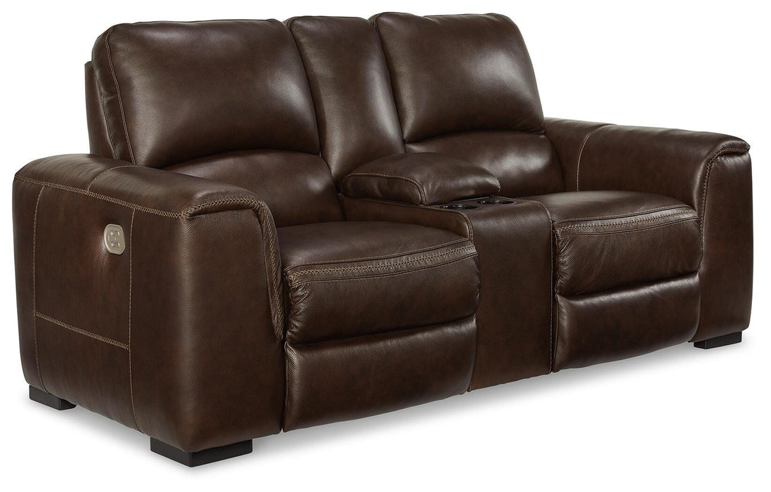 Alessandro Power Reclining Loveseat with Console - Furniture Gallery