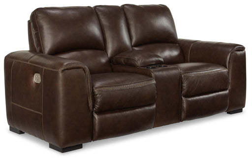 Alessandro Power Reclining Loveseat with Console - Furniture Gallery