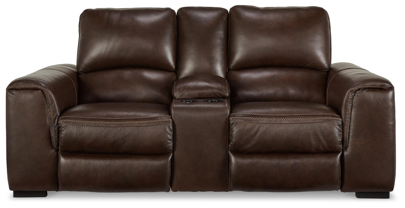 Alessandro Power Reclining Loveseat with Console - Furniture Gallery