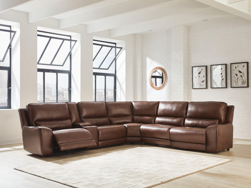 DeepWakes Reclining Sectional with Storage Console - Furniture Gallery