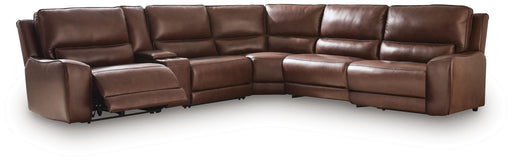 DeepWakes Reclining Sectional with Storage Console - Furniture Gallery