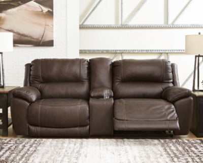 Dunleith Power Reclining Loveseat with Console - Furniture Gallery